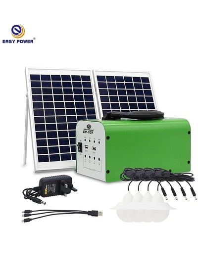 Buy Portable Power Station and Solar Panel, 2 USB Output 4 DC Output With LED Bulbs Solar Generator for Backup Power suitable for camping and trips. in Saudi Arabia