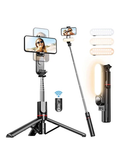 Buy Stable Selfie Stick Tripod with Fill Light, 44 Inch Extendable Selfie Stick with Wireless Remote and Tripod Stand 360 Rotation for iPhone 15/14/13/12/11 Pro/XS Max/XS/XR/X/8/7, Samsung and Smartphone in Saudi Arabia