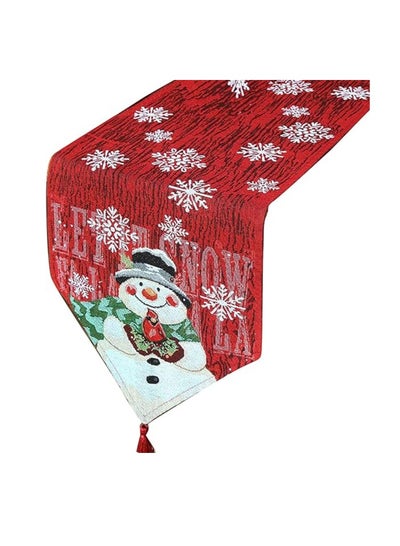 Buy Table Runner for  13 X 71 Inches Christmas Poinsettia Table Runner Dresser Scarves for Dinner Parties and Holidays (Bird and Snowman) in Egypt
