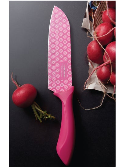 Buy Colorcut 7 Inches Cook Knife with Stainless Steel Decorated Blade and Pink Polypropylene Handle in UAE