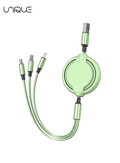 Buy 3 in 1 Retractable Charging Cable，Multi USB Cable Fast Charger Cord for iPhone, Samsung, iPad, Tablets, Switch and More (Green) in UAE