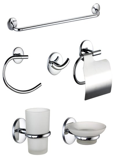 Buy 6-piece bathroom accessories set DR-2100-C nickel in Egypt