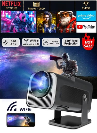 Buy New Upgrade Version Smart 5G Portable Projector HD 1080P - Support 4K WiFi6 BT 5.0 Android 11 - Support 150 Inches - Auto Keystone Correction - Cinema Home Mini Projection - Compatible With Android/iOS/TV Box/HDMI/USB/PS4/PS5 Game controller/iPhone/Samsung/Huawei/Xiaomi in Saudi Arabia