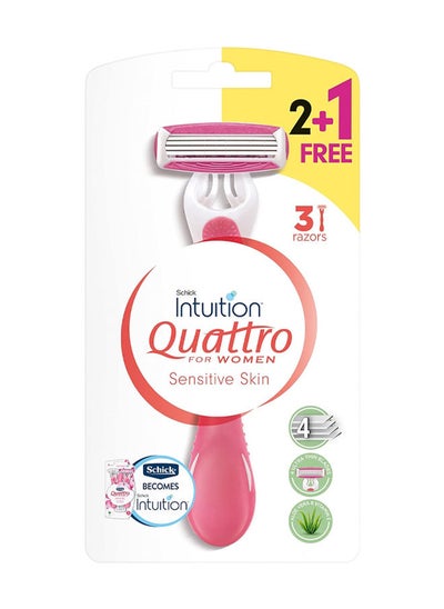 Buy Intuition Quattro Sensitive Skin 4 Blade Razor for Women 3 Razors in UAE