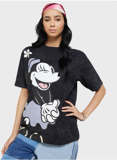 Buy Minnie Oversize Acid Wash T-Shirt in UAE