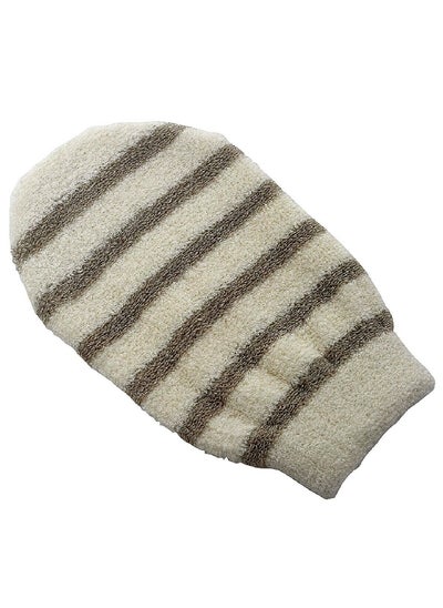 Buy Cotton and Linen Striped Wash Cloth Cream and Taupe 23 x 13 cm 75506233 in Saudi Arabia