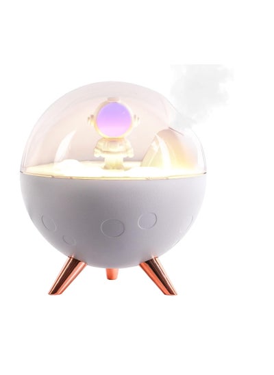 Buy Astronaut Humidifier for Bedroom | Auto-off 350ml USB Mini Air Humidifier with 3 Colors Light | Small Desk Humidifier for Kids (White) in UAE