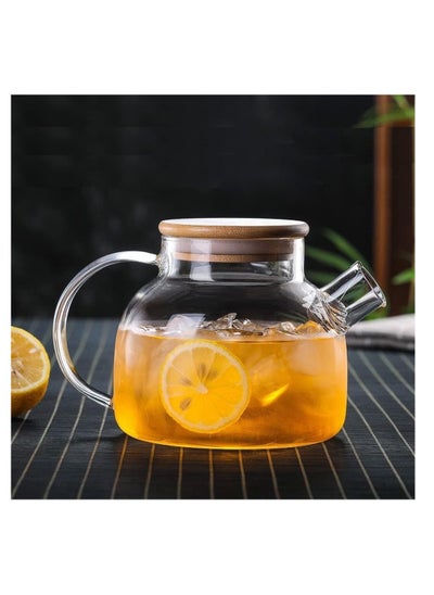 Buy Tea Kettle,Heat-Resistant Glass Tea Pot ,Borosilicate Glass Tea Maker with Bamboo Lid,1L Stovetop Safe Glass Teapot for Loose Leaf and Blooming Tea (Clear-1L) in UAE