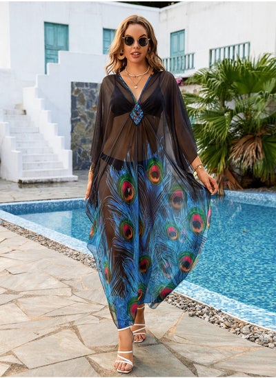 Buy Beach Printed Gauze Mesh Blouse in UAE