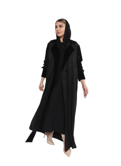 Buy A Winter Abaya Woven From Luxurious Suede Fabric With Velvet Insert in Saudi Arabia