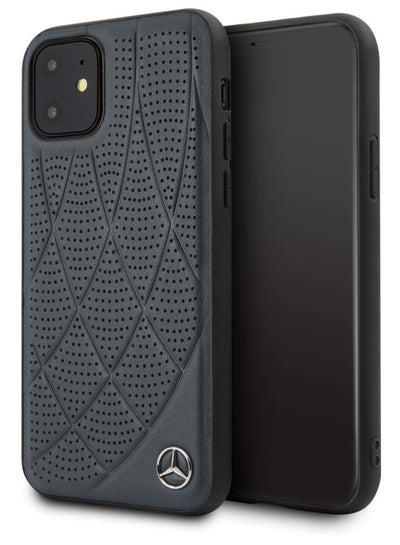 Buy Mercedes-Benz Quilted Perforated Leather Hard Case for iPhone 12-12 pro - Navy in Egypt