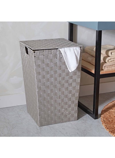 اشتري Strap Laundry Hamper With Lid 36 x 55 x 36 cm في الامارات