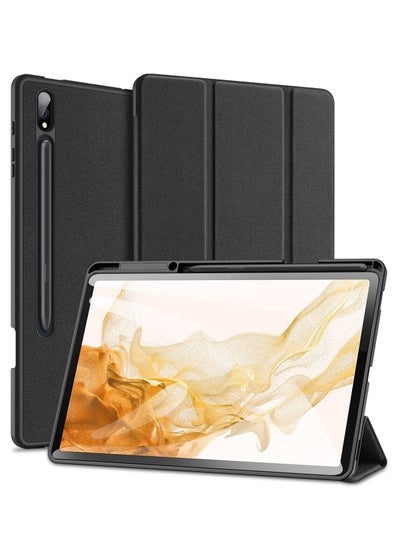 اشتري For Samsung Galaxy Tab S8+ / Tab S8 Plus / Tab S7 FE / Tab S7+ DUX DUCIS Domo Series Horizontal Flip Magnetic PU Leather Case with Three-folding Holder & Wake-up / Sleep Function(Black) في مصر