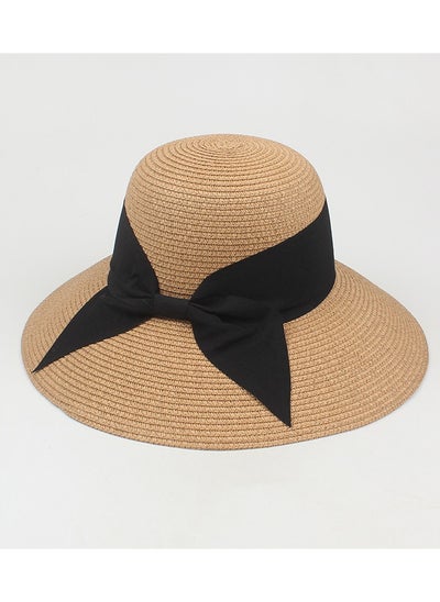 Buy New Fashionable and Minimalist Big Bow Big Eaf Sun Hat in UAE