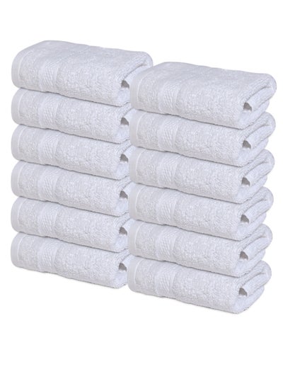 Buy Infinitee Xclusives [12 Pack] Premium White Wash Cloths and Face Towels, 33cm x 33cm 100% Cotton, Soft and Absorbent Washcloths Set - Perfect for Bathroom, Gym, and Spa in UAE