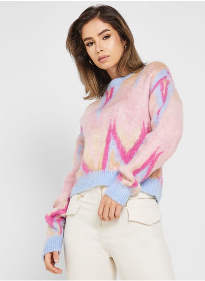 Buy Printed Puff Sleeve Sweater in UAE