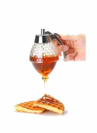 Buy Honey Pot Honey Dispenser No Drip Glass Bottom Flow Honey Dispense Maple Syrup Dispenser Glass Beautiful Honey Comb Shaped Honey Pot Honey Jar with Stand Great Bee Decor for Syrup Sauces in UAE