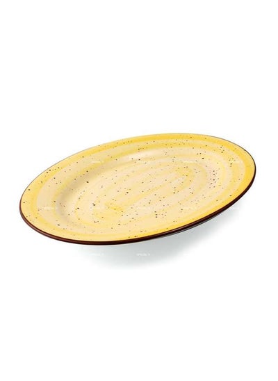 Buy Color Glaze Porcelain Oval Plate 35 cm,Yellow in UAE