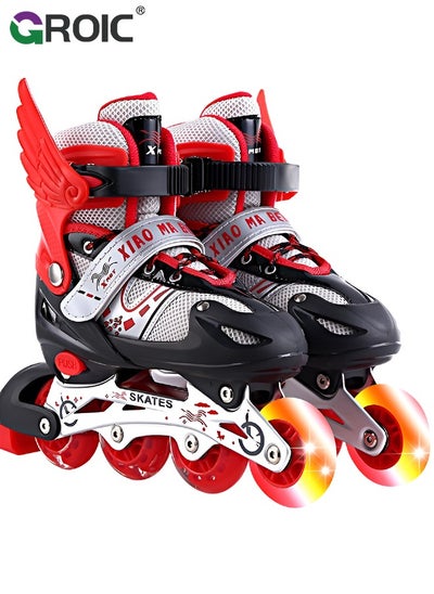 Buy Kids Roller Skates, Adjustable Inline Skates Kids Women Size, Roller Inline Skates for Outdoor and Indoor with Light Up Flash LED Wheels, Luminous Wheels, Kids Adjustable Roller Shoes, Ages 6+ in Saudi Arabia