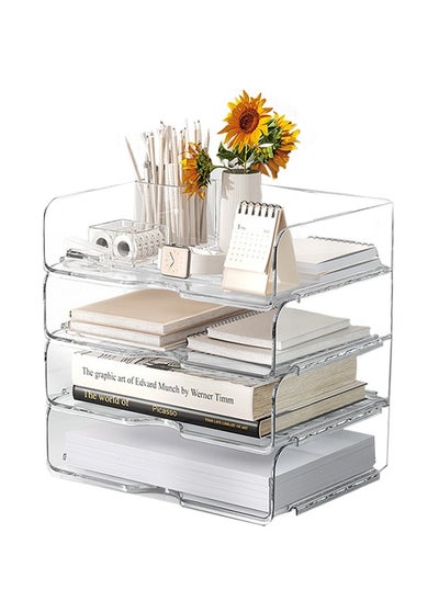 Buy Acrylic Office Desktop Drawer Data Storage Rack File Storage Rack in Saudi Arabia