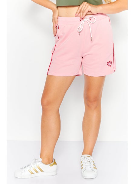 Buy Women Drawstring Brand Logo Basic Short, Pink in UAE