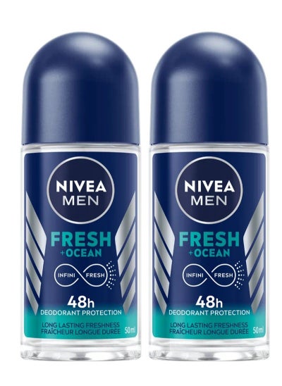 اشتري Pack Of 2 Deodorant Men Roll On Fresh Ocean 50ml في السعودية