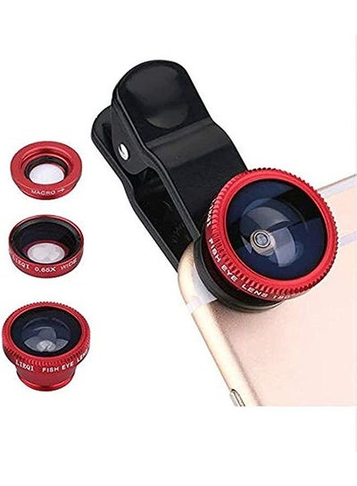 اشتري 3 In 1 Universal Clip Camera Mobile Phone Lens Fish Eye Macro Wide Angle في مصر