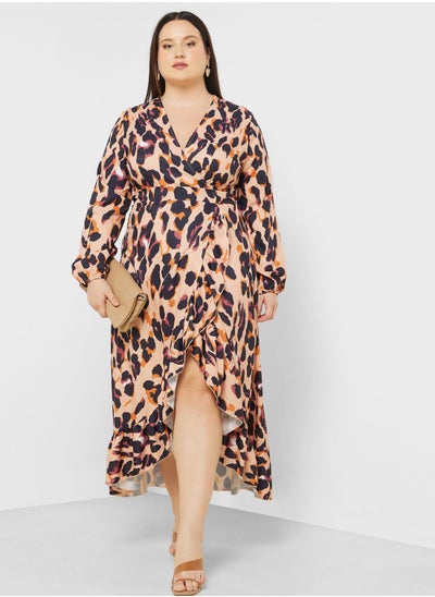 Buy Leopard Print Wrap Midi Dress in Saudi Arabia