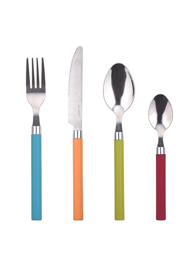 Buy 24-Piece Happie Colors Stainless Steel Cutlery Set With Colored Handles in UAE