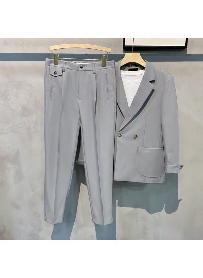 اشتري Chic Drape Casual Mens Suit Set Spring Gray في الامارات