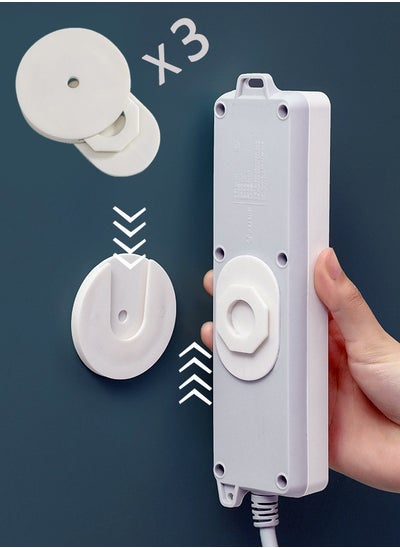 اشتري 3-Pcs Self Adhesive Wall Mounted Power Strip Fixators White 6cm * 6cm في السعودية