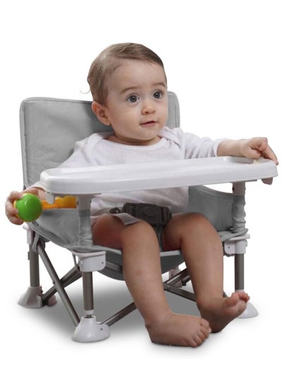 Buy Baby Travel Booster Seat, Toddler Dining Chair with Removable Dining Tray, Portable Baby Seat  for Feeding, Playing, Beach, Picnic (Grey) in Saudi Arabia