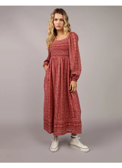 Buy AE Puff Sleeve Smocked Midi Dress in UAE