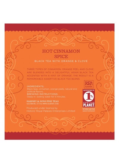 اشتري Harney And Sons Hot Cinnamon Spice Tea Tin - Black Tea With Orange And Sweet Clove - 2.67 Ounces, 30 Sachets في الامارات