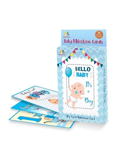 اشتري Baby Milestone Cards: Cute & Colorful Gift For New Parents Newborns Set Of 18 Cards36 Unique Designs (Baby Boy) في الامارات