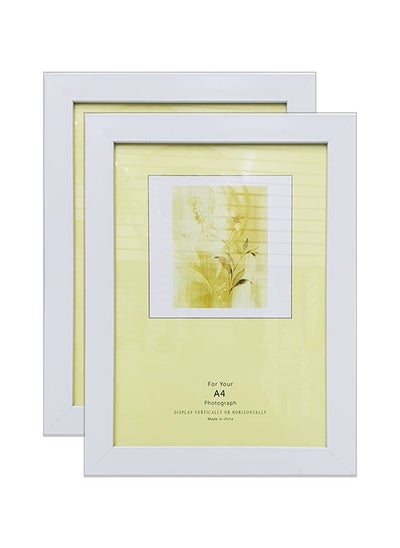 Buy A4 Certificate and Picture Wood Grain Glass Frame Wall Mount and Tabletop White 25x34cm Pack of 2 in UAE