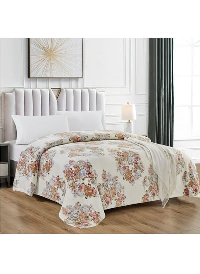 Buy King Size Flannel Bed Blanket 200x220cm Ultra Soft Lightweight Microfiber Bed Blanket with Floral Print for Bed Sofa, Sofa, Travel in Saudi Arabia