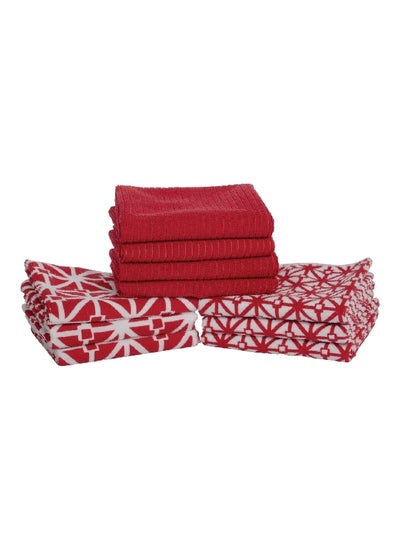 Buy 10-Piece Super Absorbent Assorted Design Microfiber Kitchen Towel Set Red and White 20.32 x 33.8 x 13.5 cm ‎12589.SW10G.ADI in Saudi Arabia