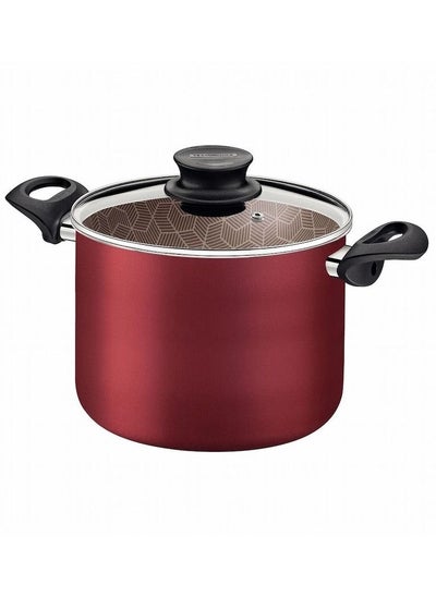 Buy Paris Red Aluminum 26cm Stock Pot with Interior and Exterior Starflon Max Red PFOA Free Nonstick Coating in UAE