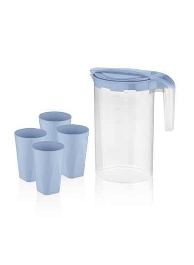 Buy 5pcs Drink Set 1750ml Water Jug with 4pcs Glass DC2552 in UAE