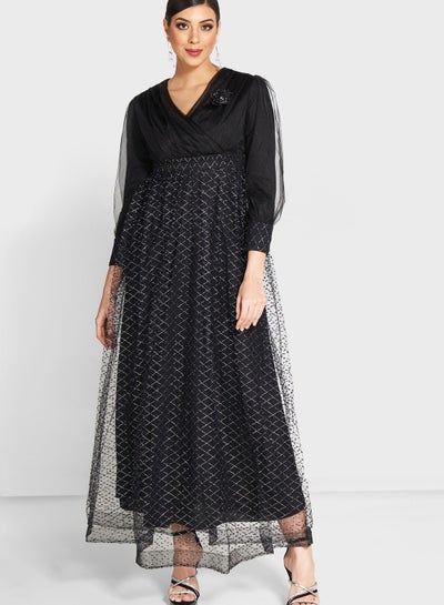 Buy Shimmer Tulle Overlay Dress in Saudi Arabia