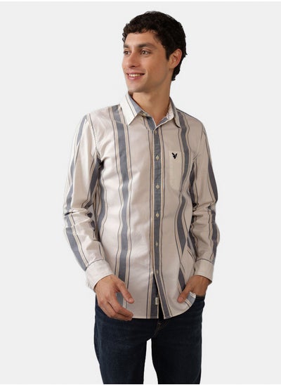 Buy AE Striped Slim Fit Oxford Button-Up Shirt in UAE