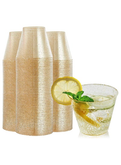 Buy Gold Glitter Plastic Cups, Clear Plastic Cups Tumblers, Reusable Fancy Disposable Hard Plastic Cups with Gold Glitter for Wedding Cups Elegant Party Cups Bachelorette Parties Cups 30Pcs 9oz in Saudi Arabia