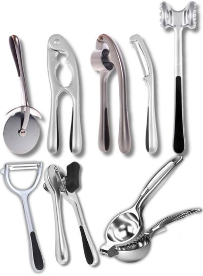 Buy A set of 8 pieces of peeling and cutting tools, consisting of a piece of a pizza cutter, a piece of a wide potato peeler, a piece of a fruit and vegetable peeler, a piece of a meat hammer, a piece of in Egypt
