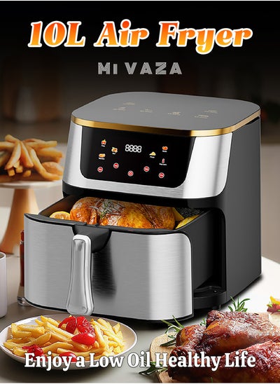 Buy Smart Air Fryer - 10L Large Capacity - Automatic Electric Fryer - Screen Touch Control Panel - Intelligent Temperature Control - Oil-free Baking - Home Oven - 1400W in UAE