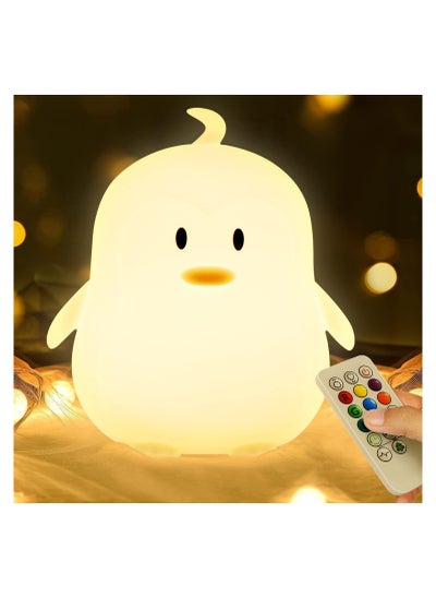 اشتري Kids Night Light Large Penguin Kawaii Birthday Gifts Room Decor Bedroom Decorations for Baby Toddler Girls Children LED 9 Color Changing Animal Portable Squishy Silicone Lamp Tap Remote Control في الامارات