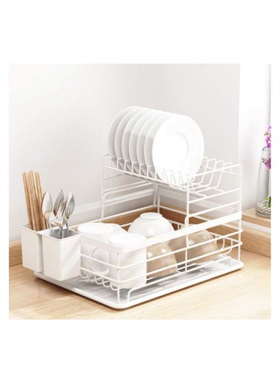 Buy Dish Drying Stand Bowl Storage Rack Plate Organizer Utensil Holder for Kitchen Counter top Large Capacity Antibacterial in UAE