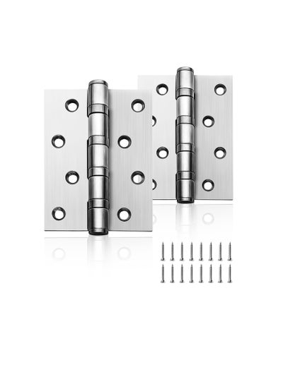 Buy Stainless Steel Door Hinges 4inches x 3inches with Soft Close Ball Bearing - Squared Conners - Brushed Finish (Pack of 2) in Saudi Arabia