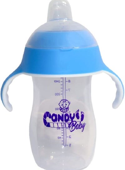 Buy Candy Baby Feeding Bottle With Handle For Boys-Baby Blue-280ml in Egypt