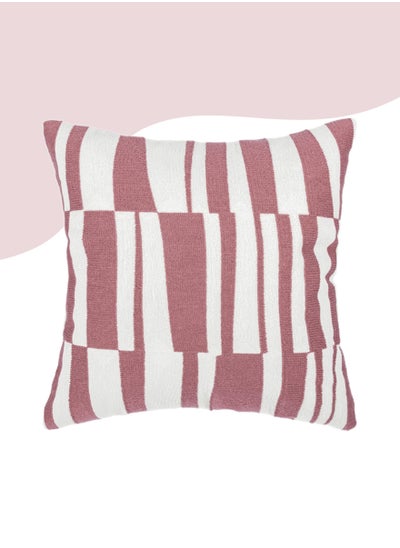 Buy Decorative Embroidered Cushion Cover pink/White 45x45Cm (Without Filler) in Saudi Arabia